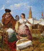 Aragon jose Rafael Courting at a Ring Shaped Pastry Stall at the Seville Fair Sweden oil painting artist